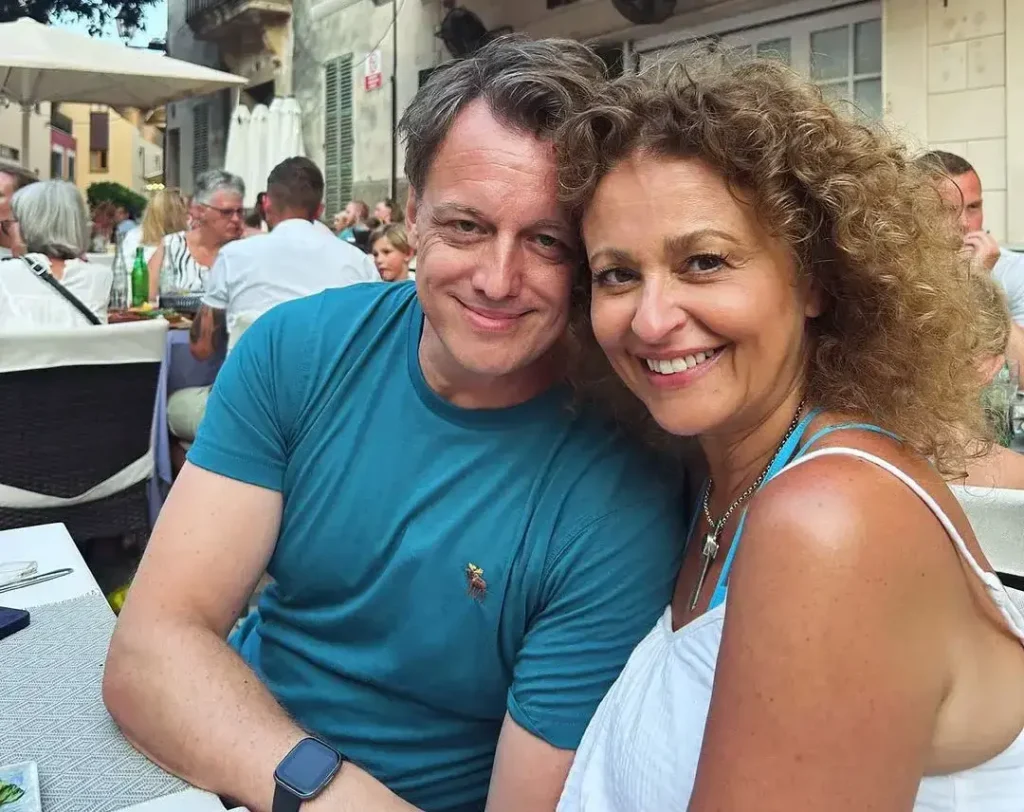 Mark Adderley British film producer and mental health advocate with wife Nadia Sawalha